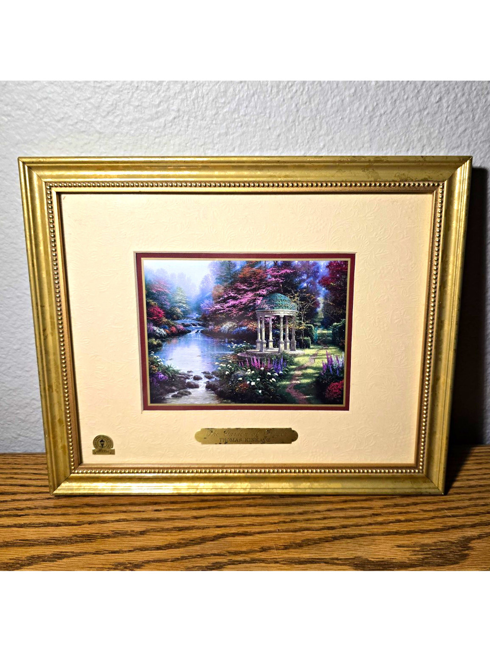 Thomas Kinkade The Garden of Prayer Framed Print Painter of Light Gold 11.5"